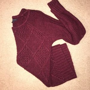 American Eagle cross knit maroon sweater